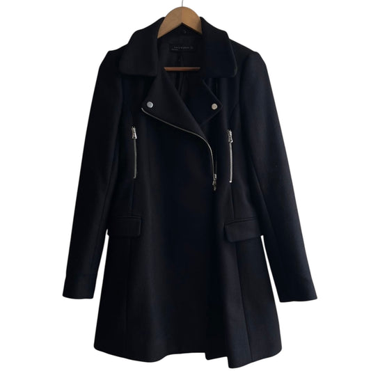 Abrigo negro con cierre y bolsillos Zara - Talla S