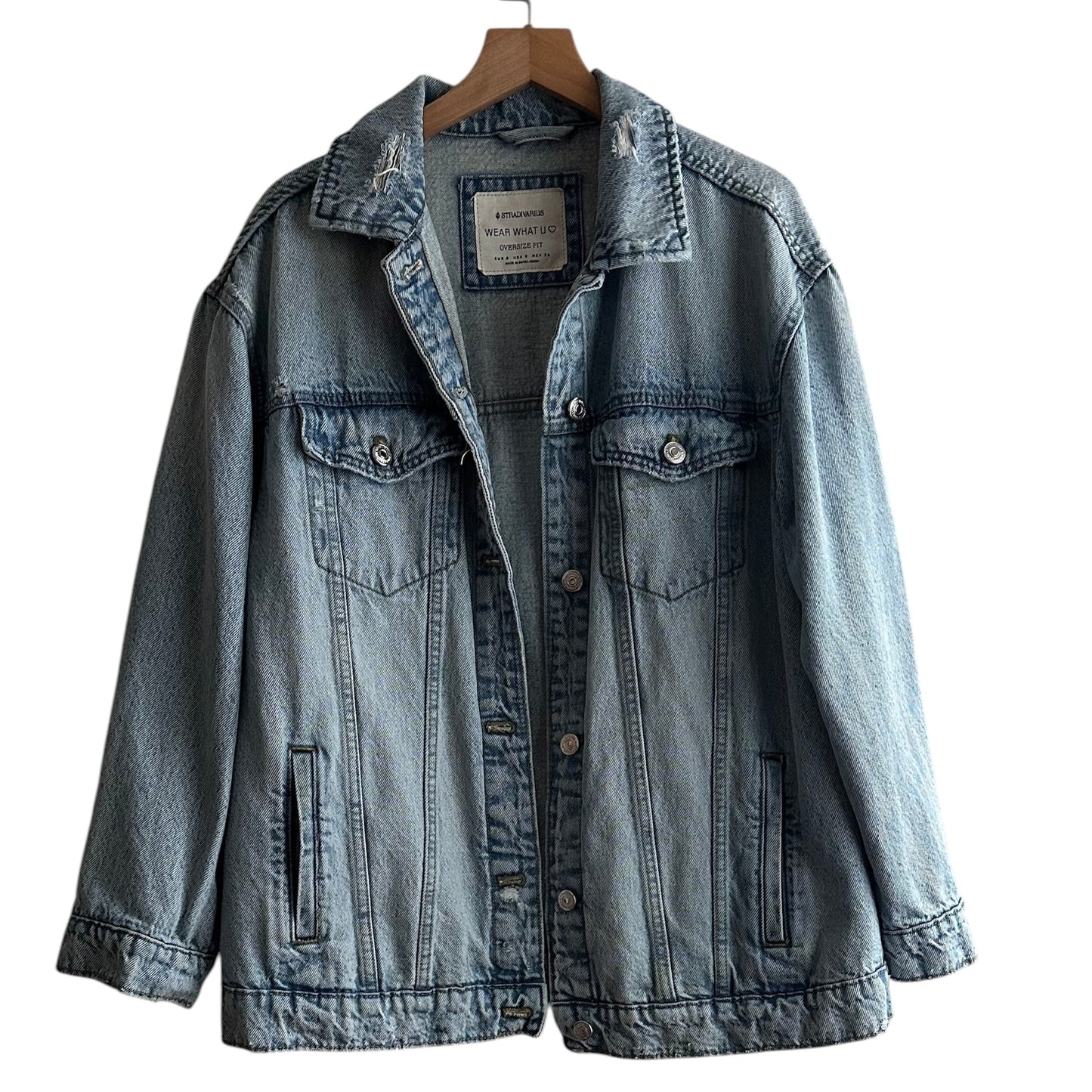 Casaca de Jean celeste oversize Stradivarius- Talla S