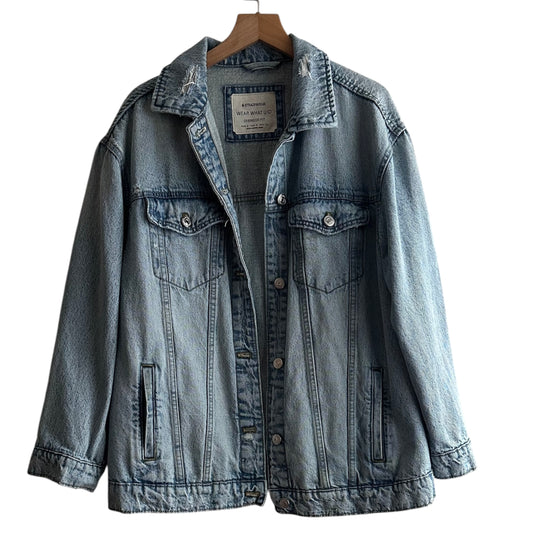 Casaca de Jean celeste oversize Stradivarius- Talla S