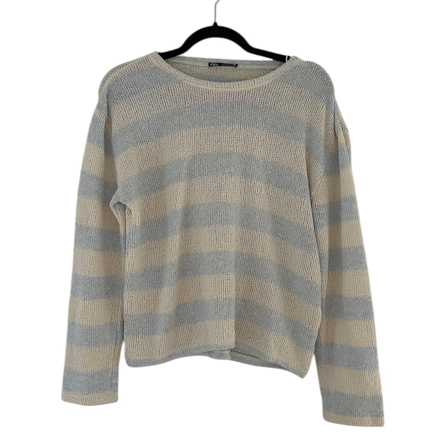 Chompa de hilo blanco y celeste rayas Zara - Talla M