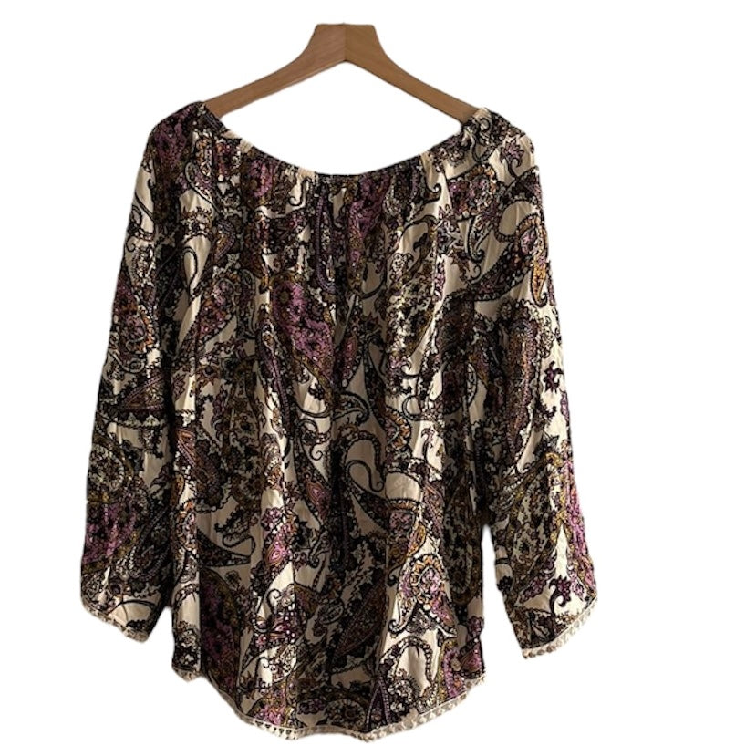 Blusa estampada beige - Talla S