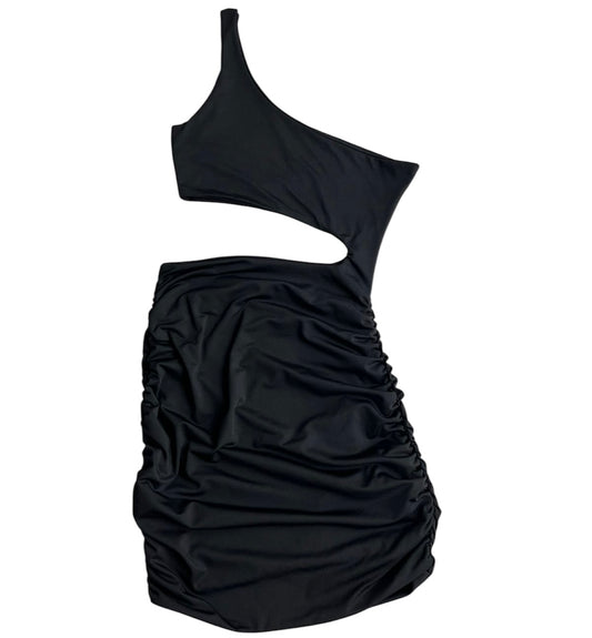 Vestido licra negro corte al costado - Talla M