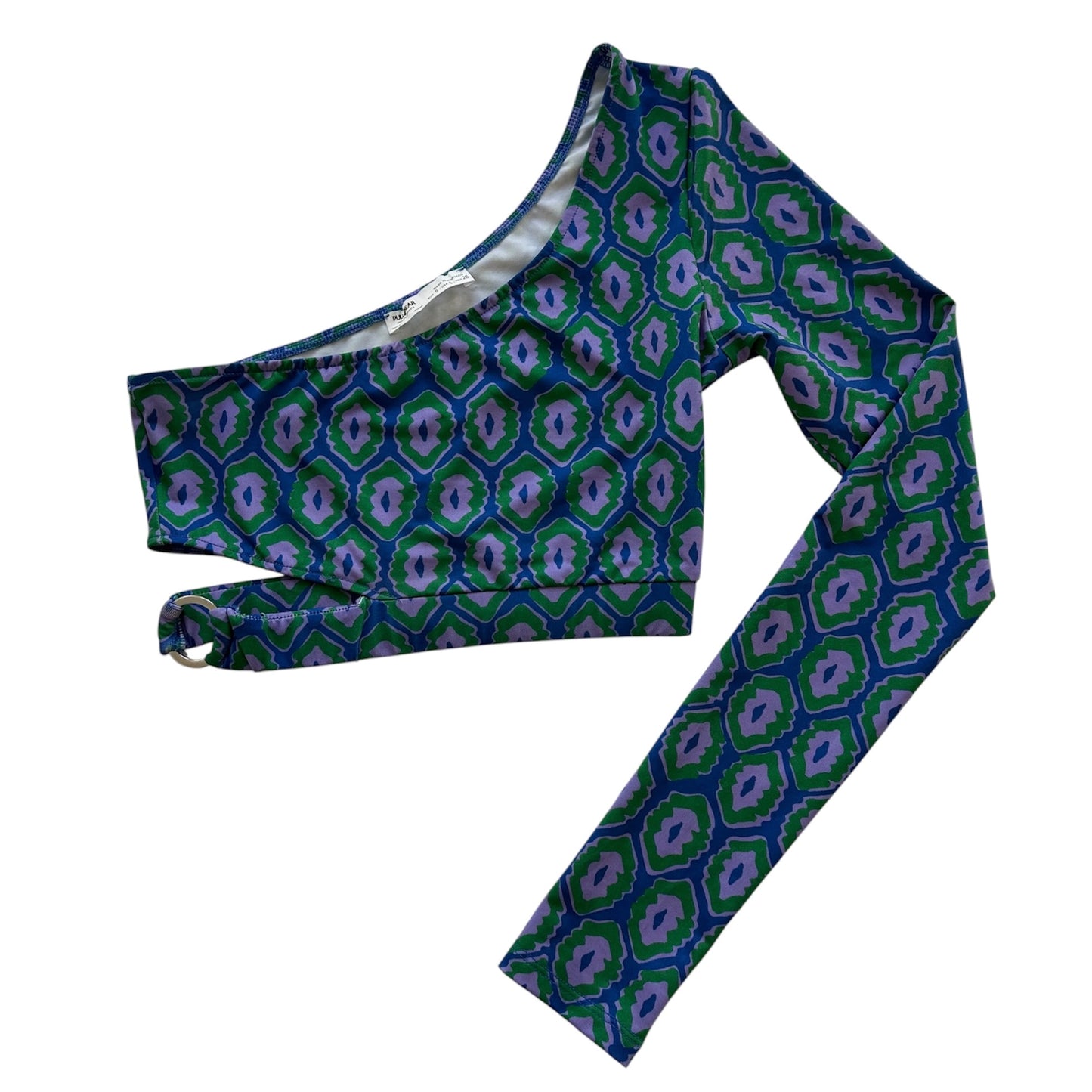 Top asimétrico una manga azul estampado Pull & Bear - Talla S
