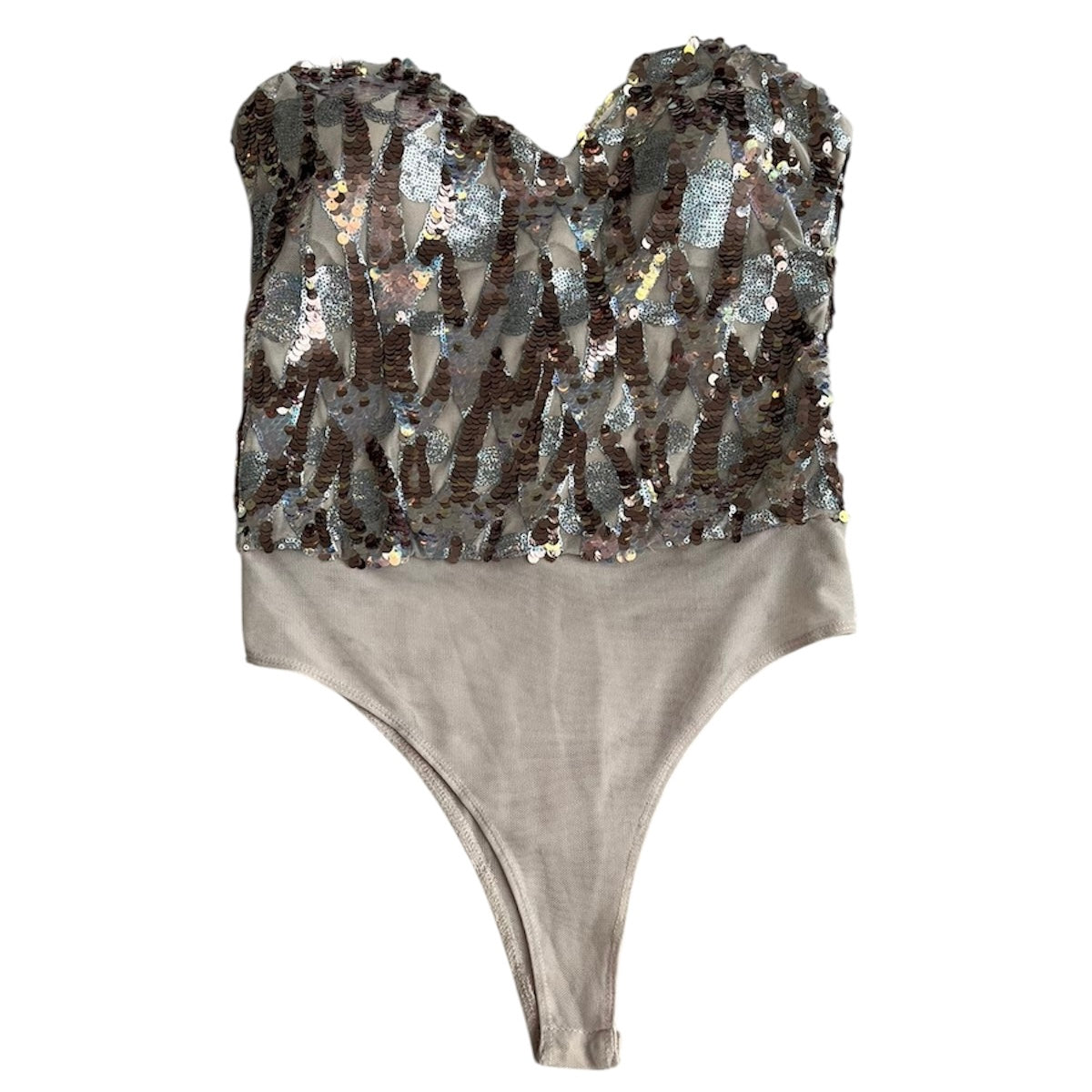 Body strapless beige lentejuelas Zara - Talla M