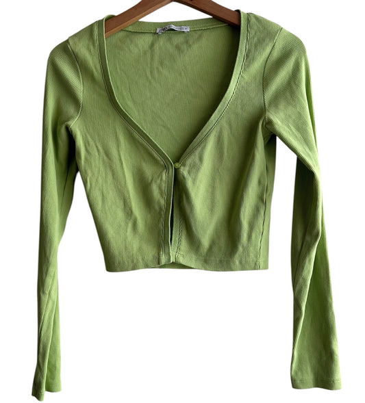 Top verde manga larga Zara - Talla S