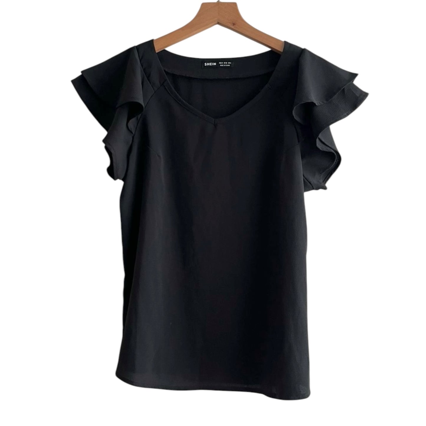 Blusa negra manga corta gasa - Talla S