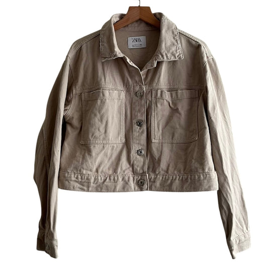 Casaca de Jean beige corta Zara - Talla S