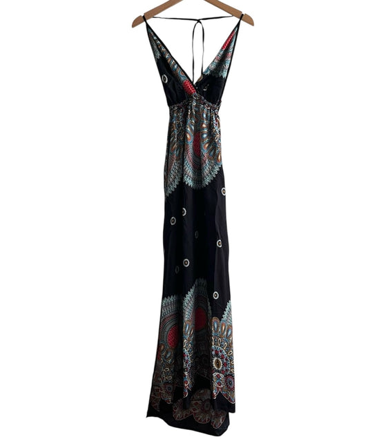 Vestido largo negro estampado - Talla S