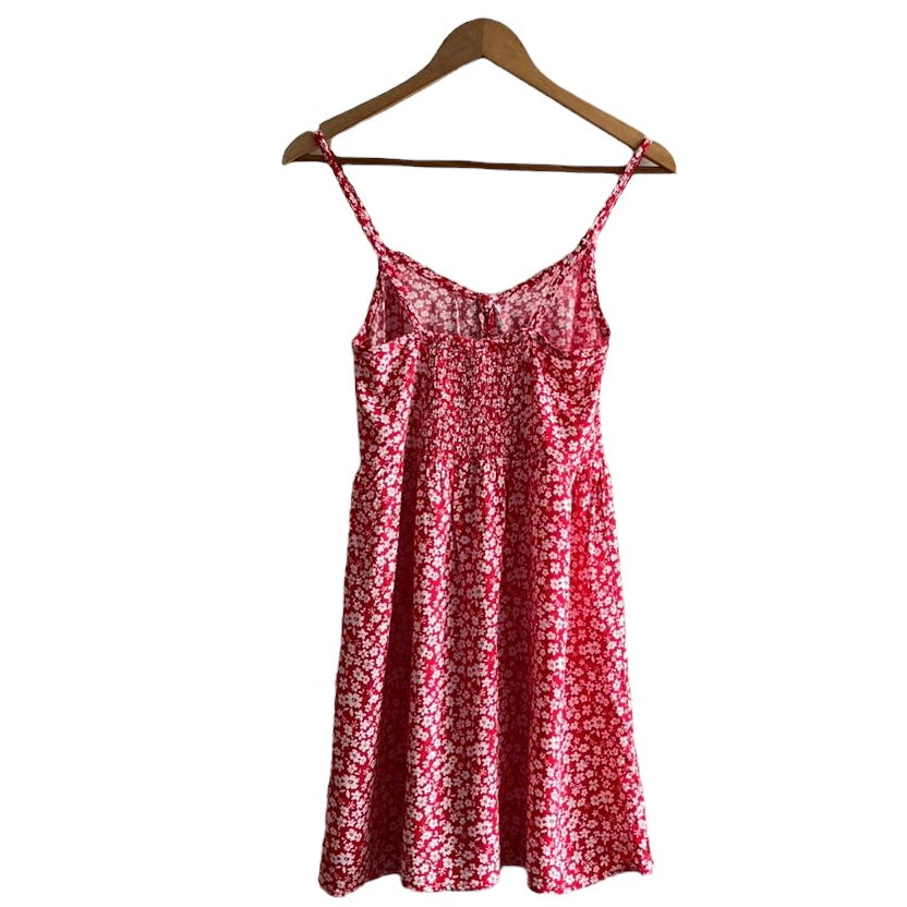 Vestido rojo flores blancas - Talla S