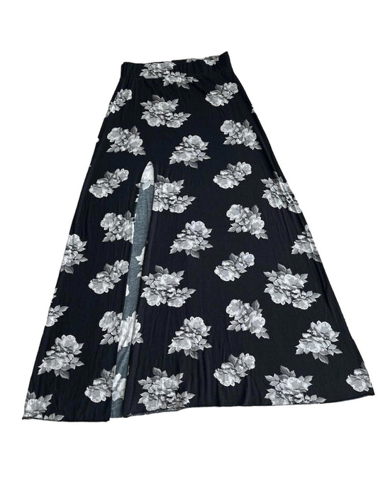 Falda larga negra flores H&M - Talla S