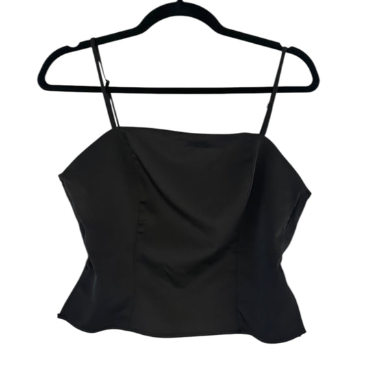 Blusa satin negro tiras Bershka - Talla L