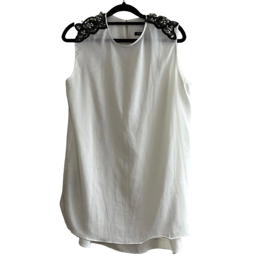 Blusa blanca con lentejuelas hombro Mango - Talla S