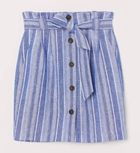 Falda rayas azul y blanco H&M - Talla 28