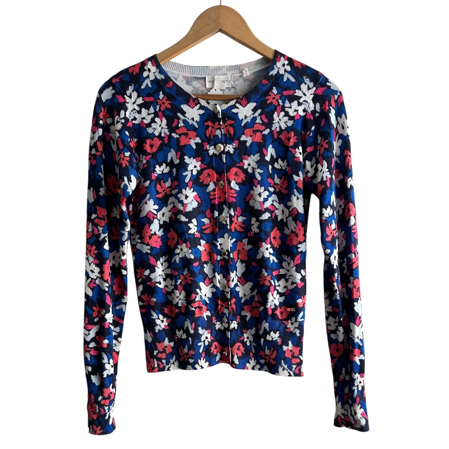 Chompa botones azul flores - Talla XS