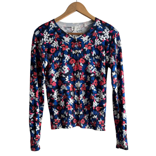 Chompa botones azul flores - Talla XS