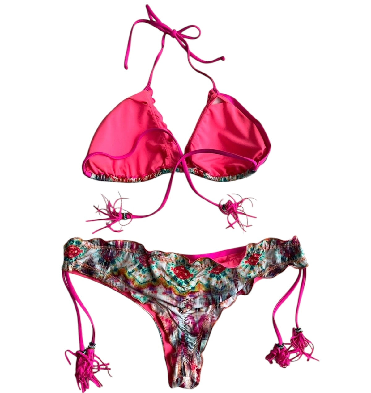 Bikini fucsia estampado - Talla L