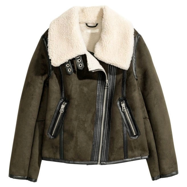 Casaca verde oscuro con peluche dentro H&M - Talla M