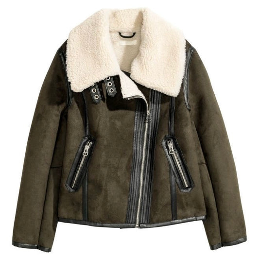 Casaca verde oscuro con peluche dentro H&M - Talla M