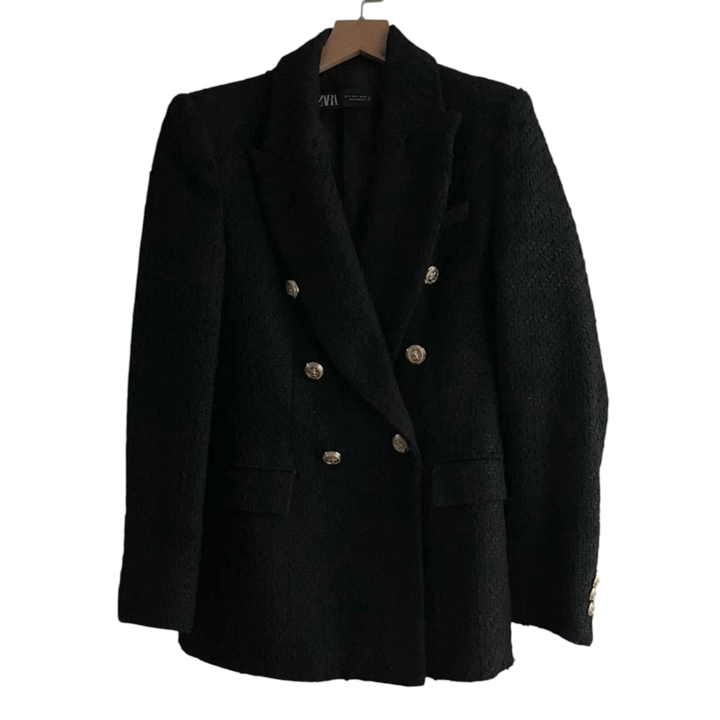 Abrigo negro botones dorados Zara - Talla S