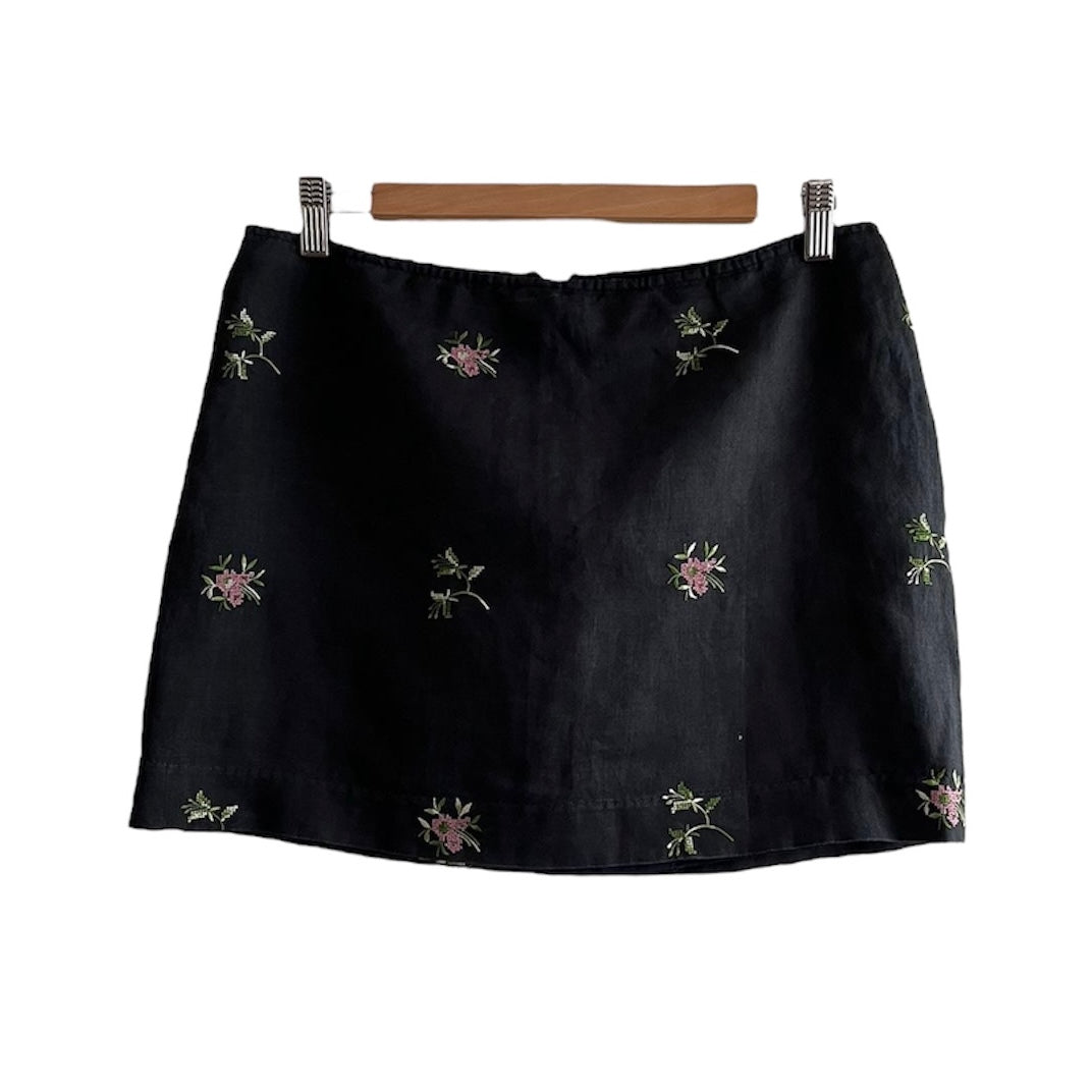 Falda corta azul oscuro flores  - Talla M