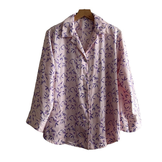 Blusa manga larga rosada estampada - Talla S
