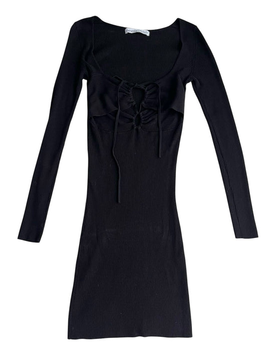Vestido manga larga de punto negro Bershka - Talla S