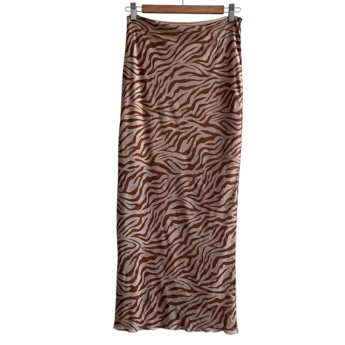 Falda larga gasa animal print marrón - Talla S