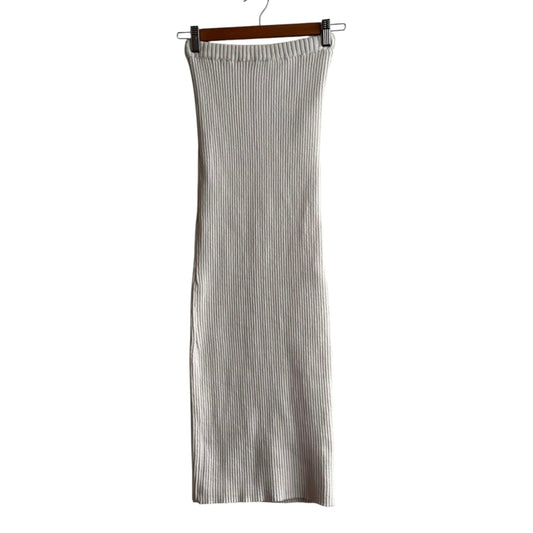 Vestido rib crema strapless Bershka - Talla S