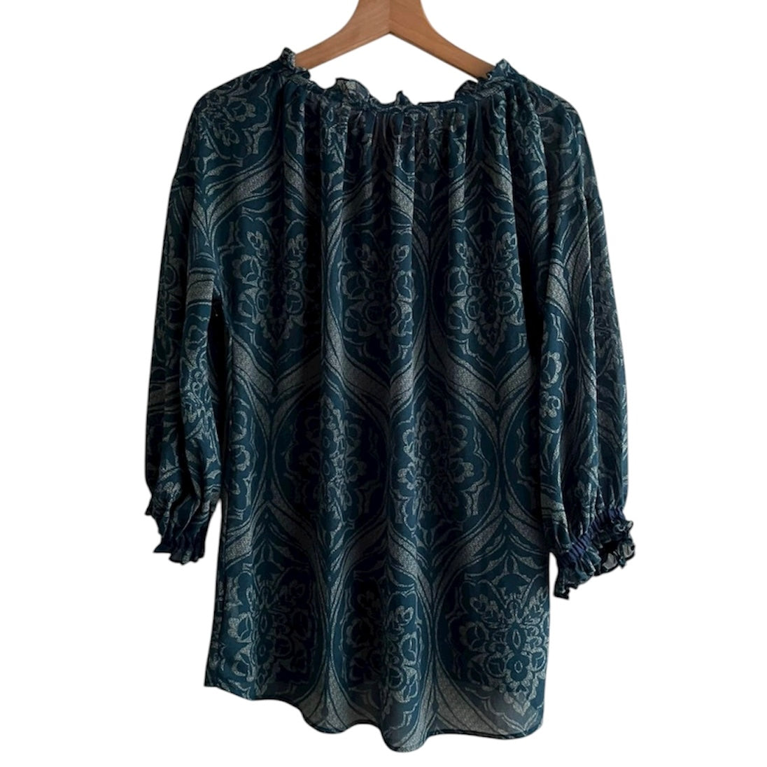 Blusa de seda verde estampada- Talla M