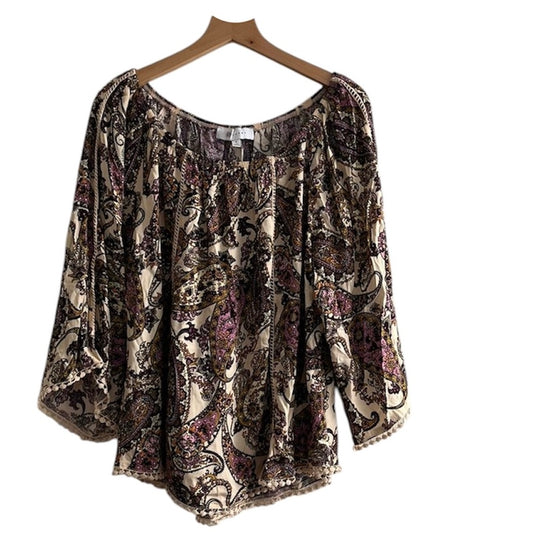 Blusa estampada beige - Talla S