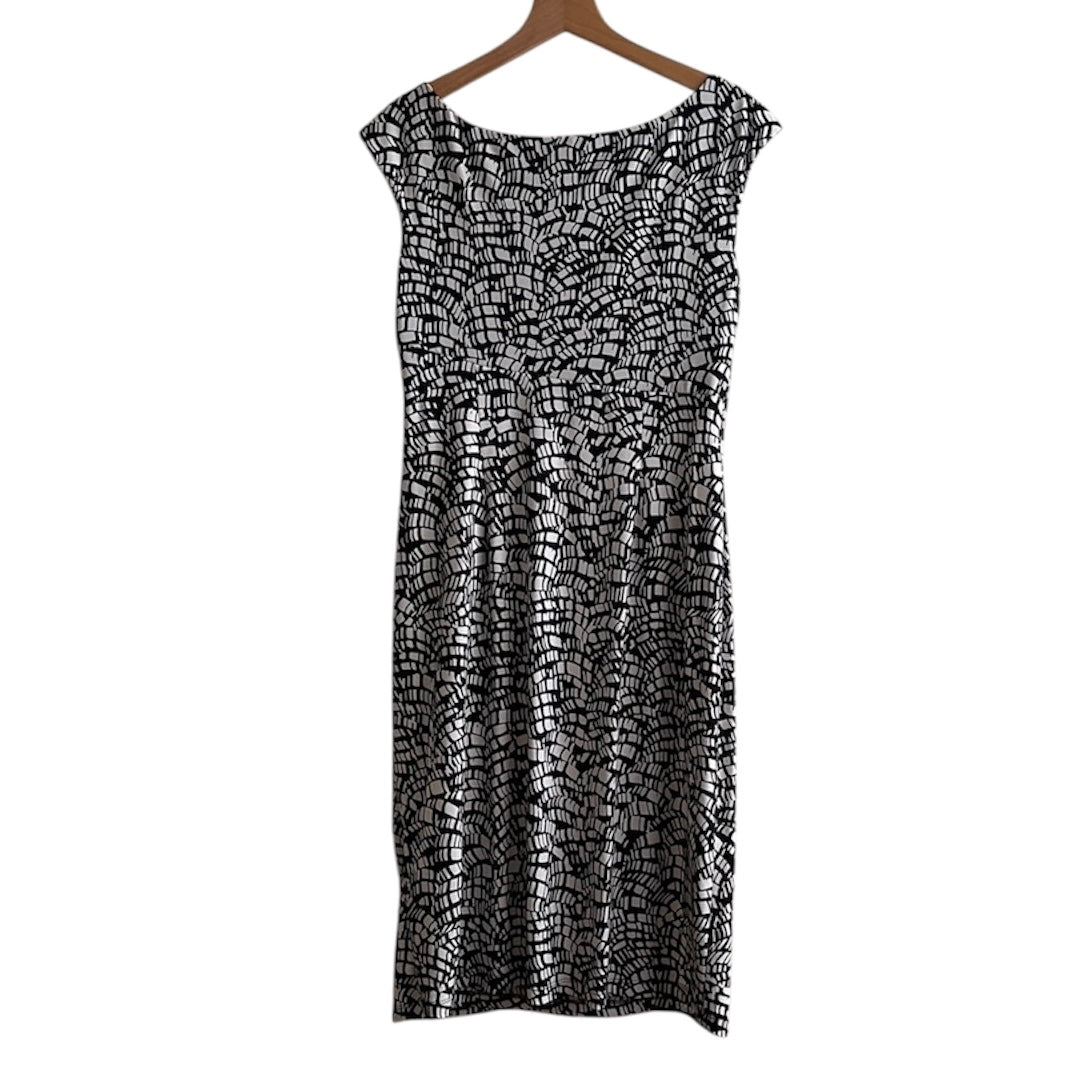 Vestido blanco y negro drapeado - Talla L