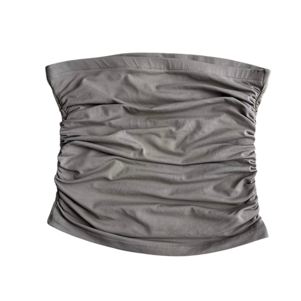 Top drapeado strapless gris Stradivarius- Talla S