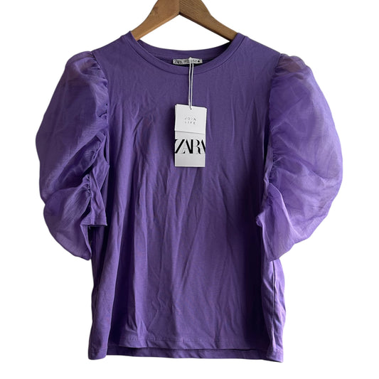 Polo morado mangas tul nuevo con etiqueta Zara - Talla S