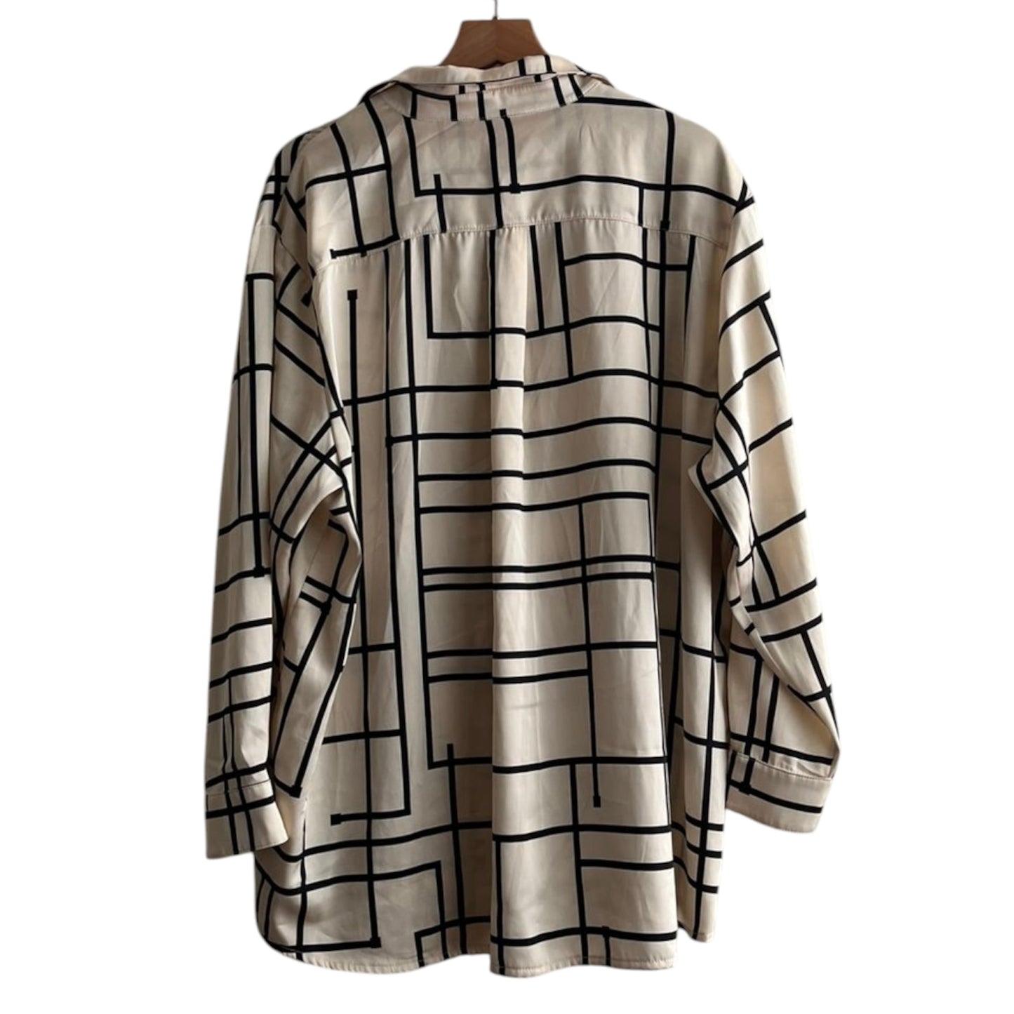 Blusa manga larga crema con rayas negras Luvaro - Talla S