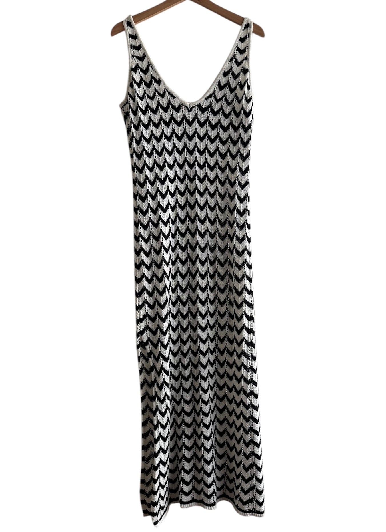 Vestido largo de hilo blanco y negro Lefties - Talla M