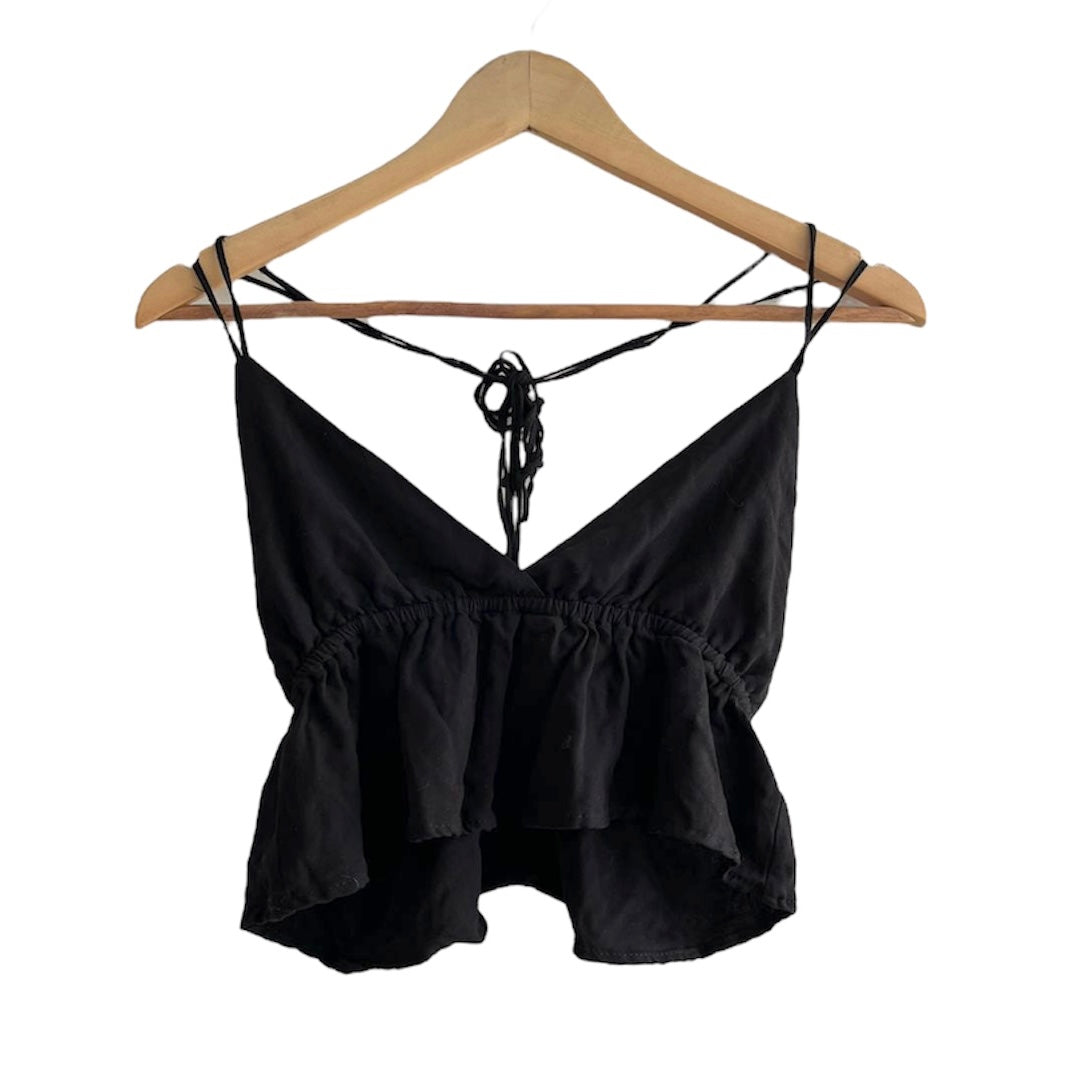 Blusa negra tiras Bohem - Talla S