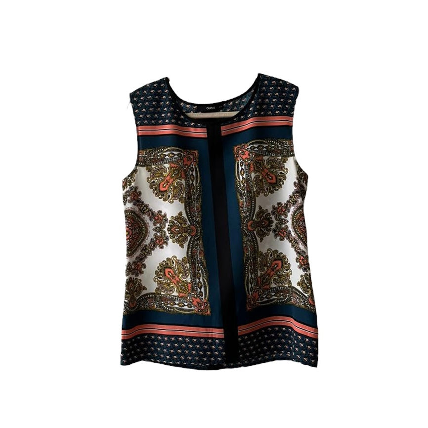 Blusa azul estampado  - Talla S