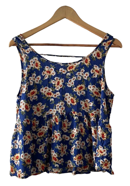 Blusa azul con flores Forever 21 - Talla L