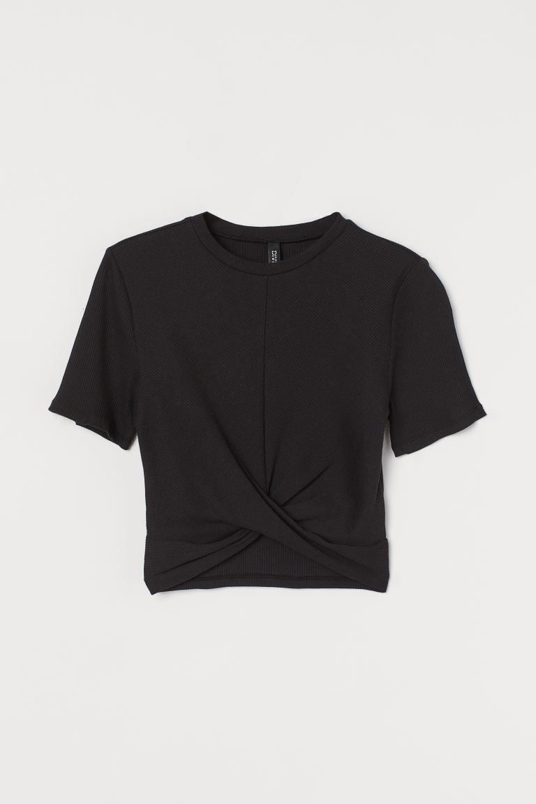 Polo crop negro H&M - Talla S