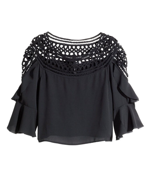 Blusa negra acanalada H&M - Talla 38